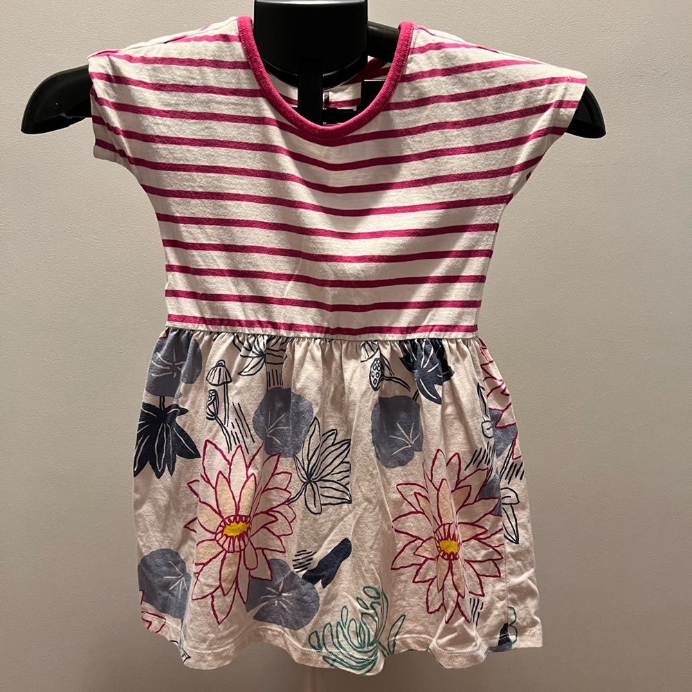 Striped Pink and Floral Kids Dress